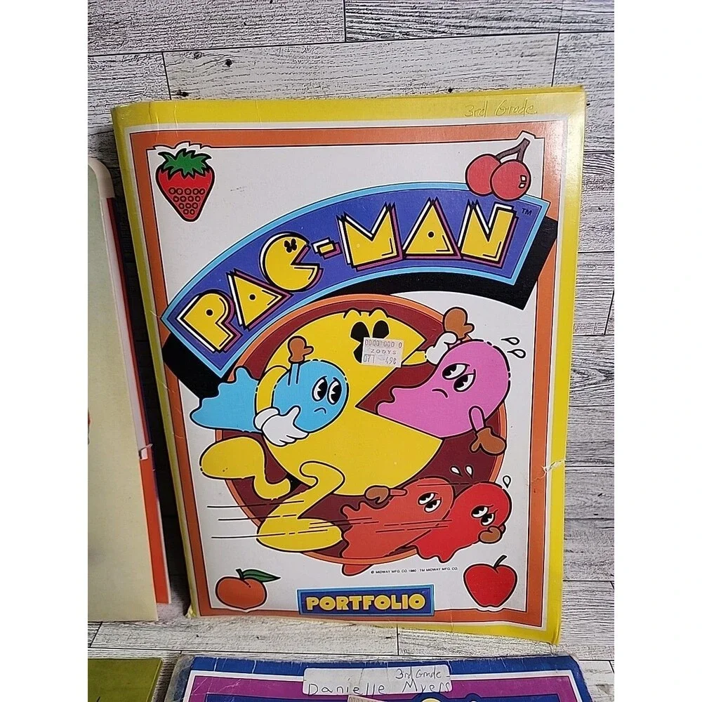 Vintage 1980s School Folder Lot Garbage Pail Kids Pacman Topps Midway Portfolio